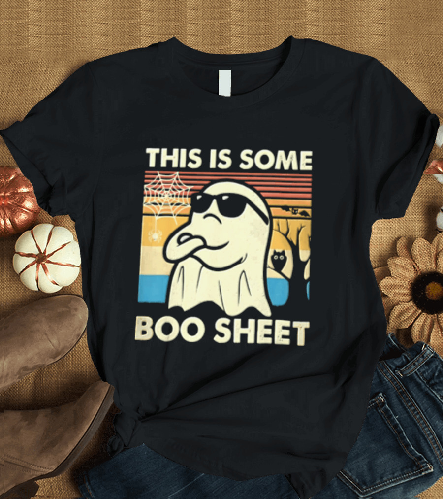 This Is Some Boo Sheet Sunset Ghost Sunglasses Tree T-Shirt