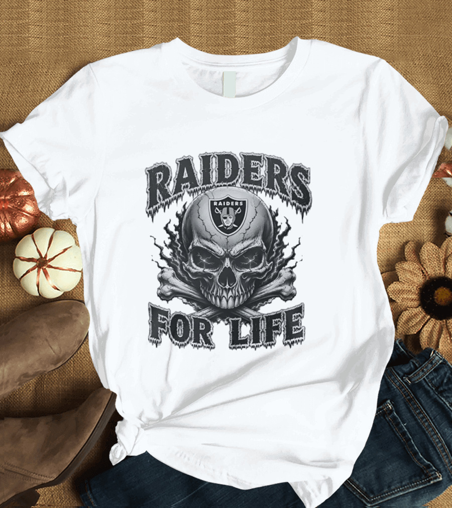 Las Vegas Raiders Skull Raiders For Life T-Shirt