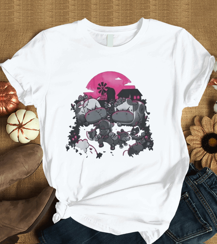 Zombie Farm Undead Creepy Cows Horror Scene T-Shirt