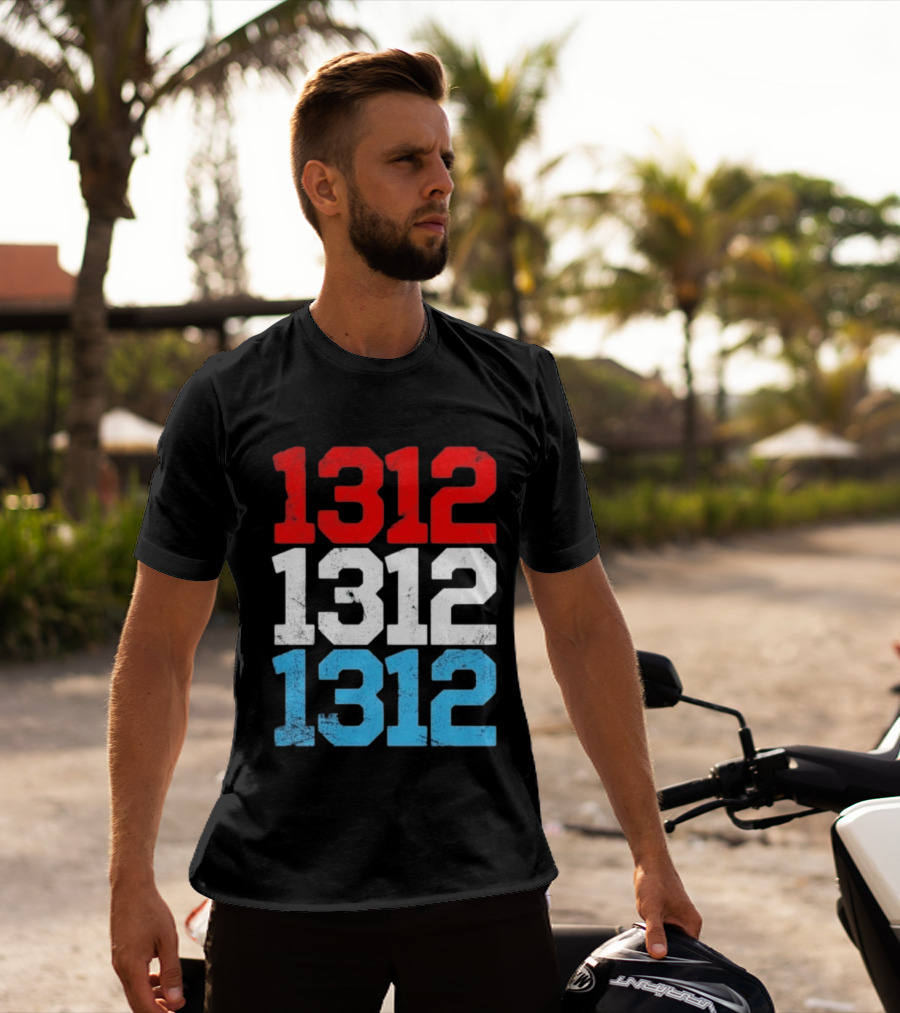 1312 ACAB Distressed Protest Red White Blue Stacked T-Shirt