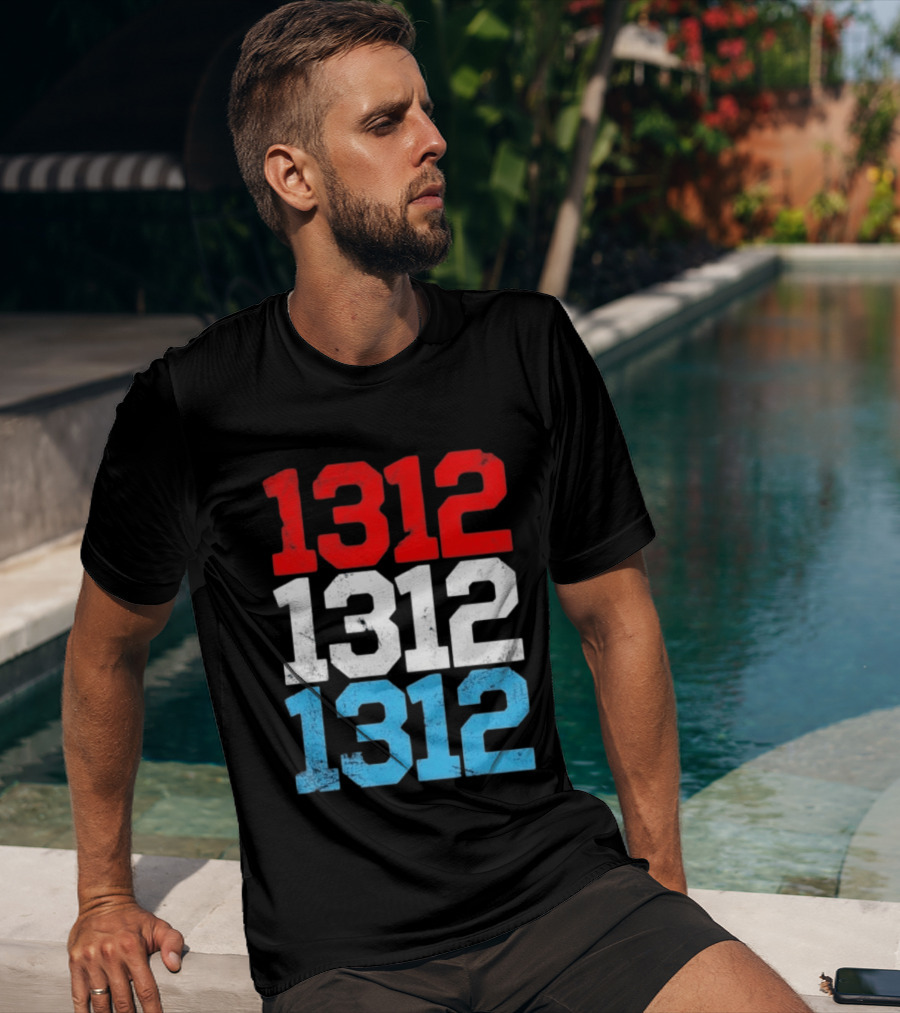 1312 ACAB Distressed Protest Red White Blue Stacked T-Shirt