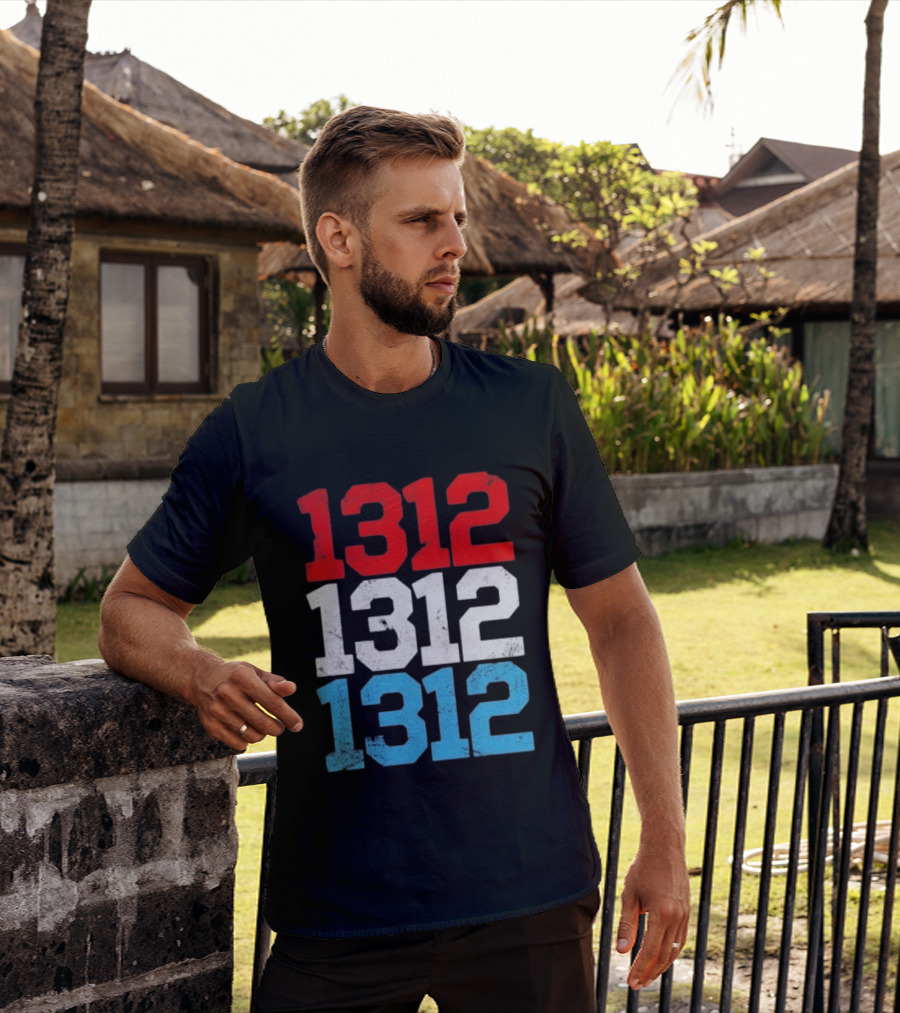 1312 ACAB Distressed Protest Red White Blue Stacked T-Shirt