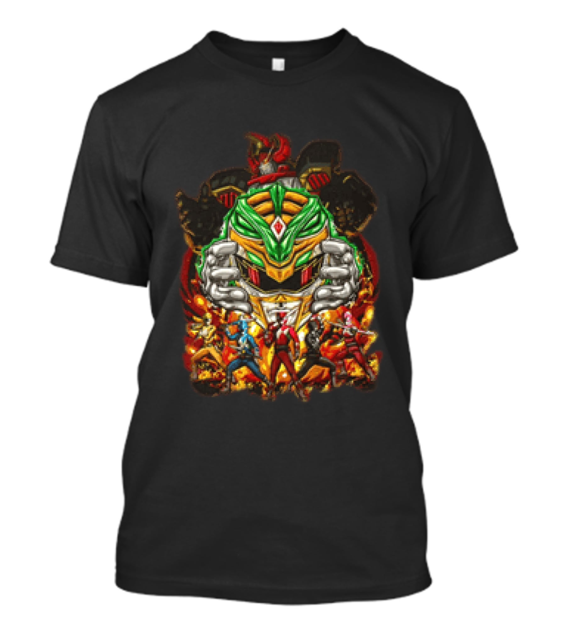 Mighty Morphin Power Rangers Green Ranger Red Ranger Megazord Characters T-Shirt