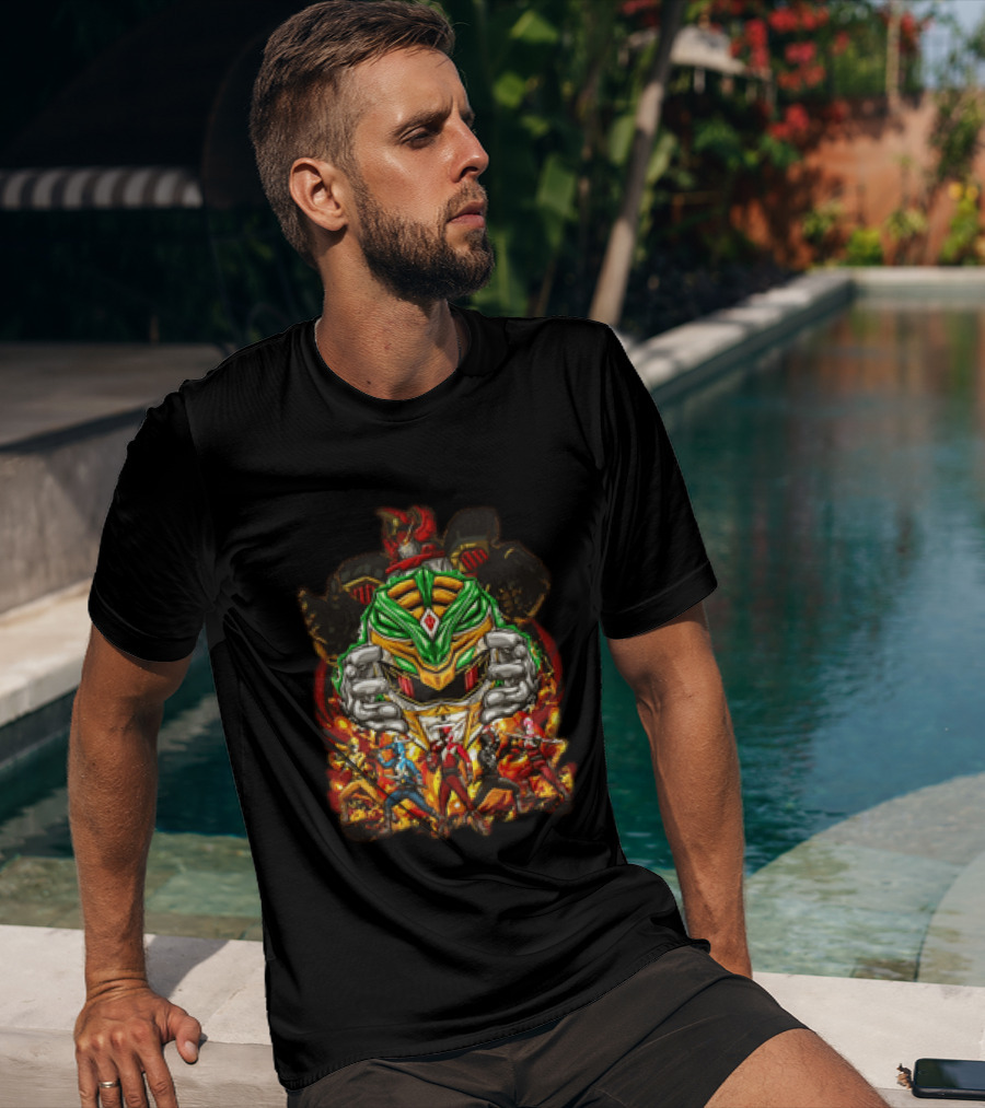 Mighty Morphin Power Rangers Green Ranger Red Ranger Megazord Characters T-Shirt