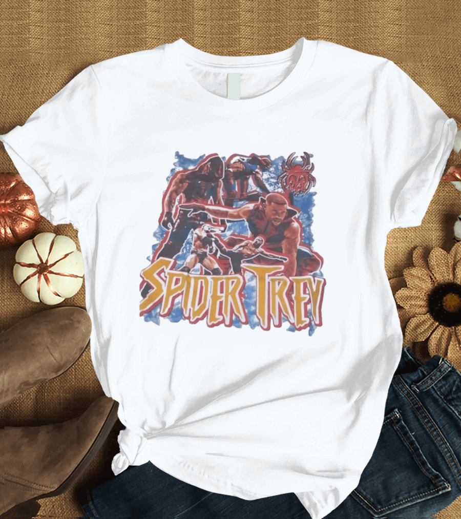 Spider Trey Wrestling Wrestler Sports Action Montage T-Shirt