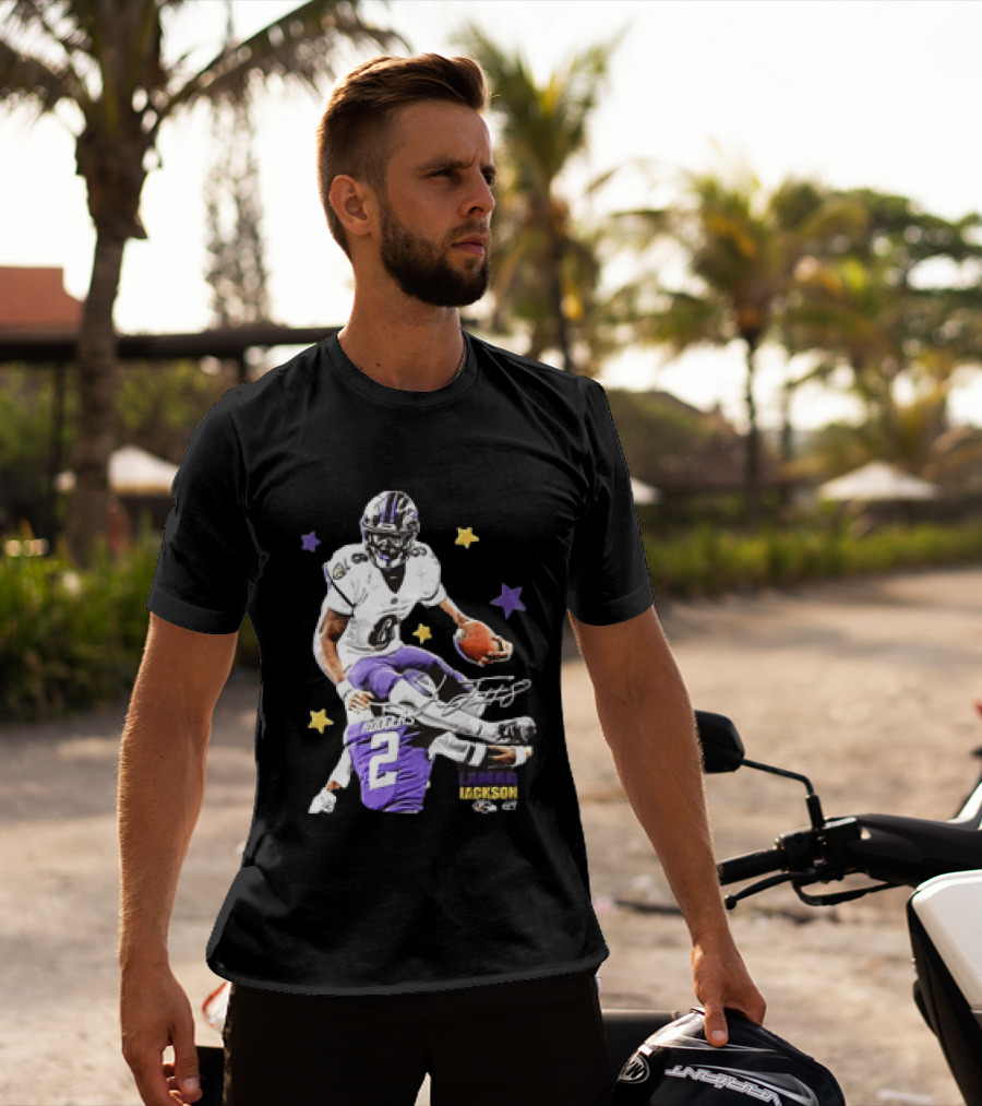 Lamar Jackson Baltimore Ravens Stars Rodgers 2 NFL T-Shirt