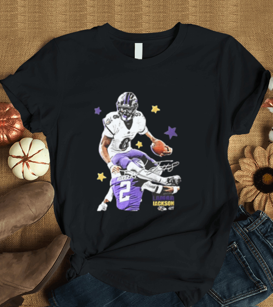 Lamar Jackson Baltimore Ravens Stars Rodgers 2 NFL T-Shirt