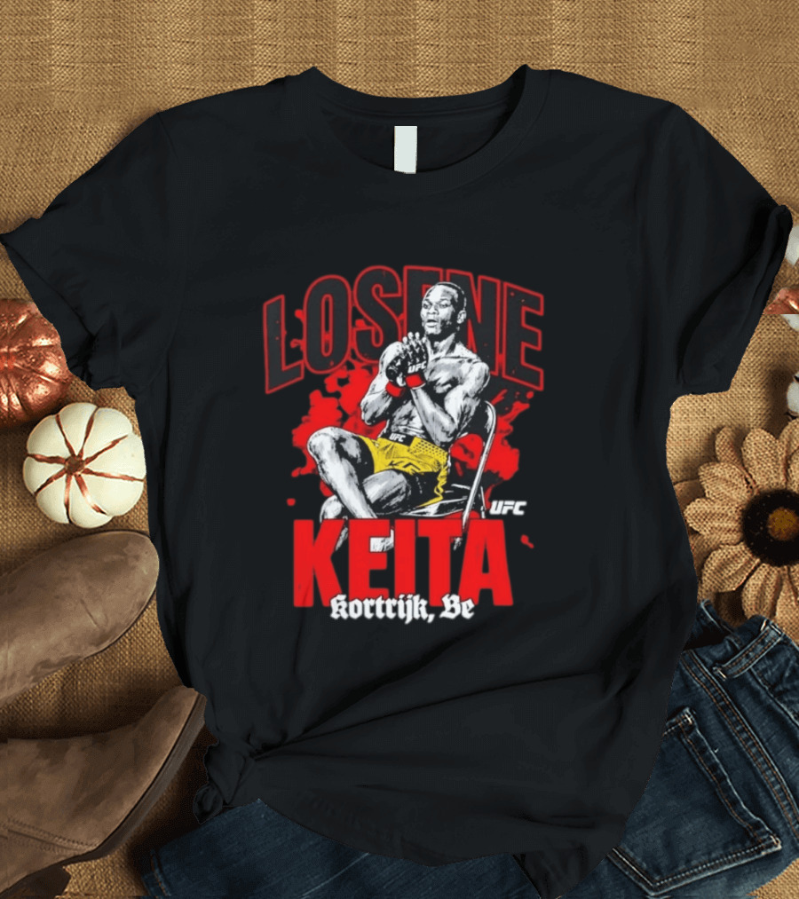 Losene Keita UFC Kortrijk Be MMA Fighter Pose In Bold Red And Yellow T-Shirt
