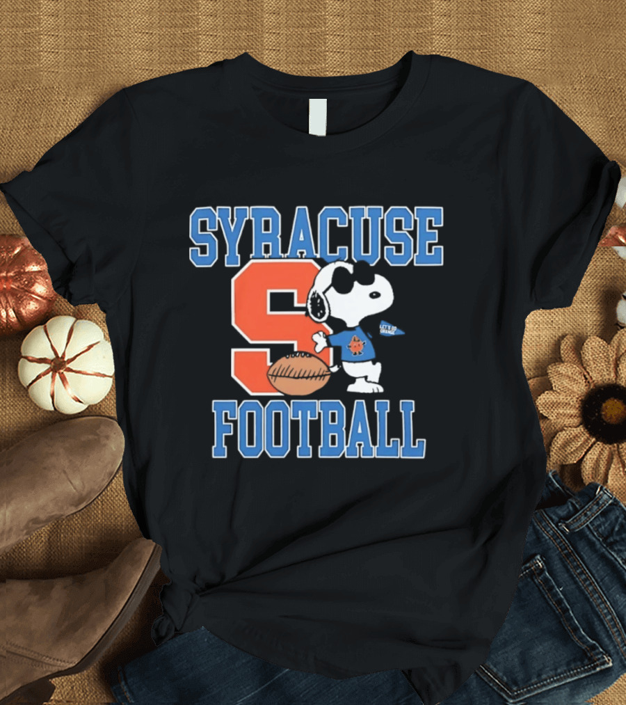 Snoopy Syracuse Football Let's Go Orange Fan Gear T-Shirt