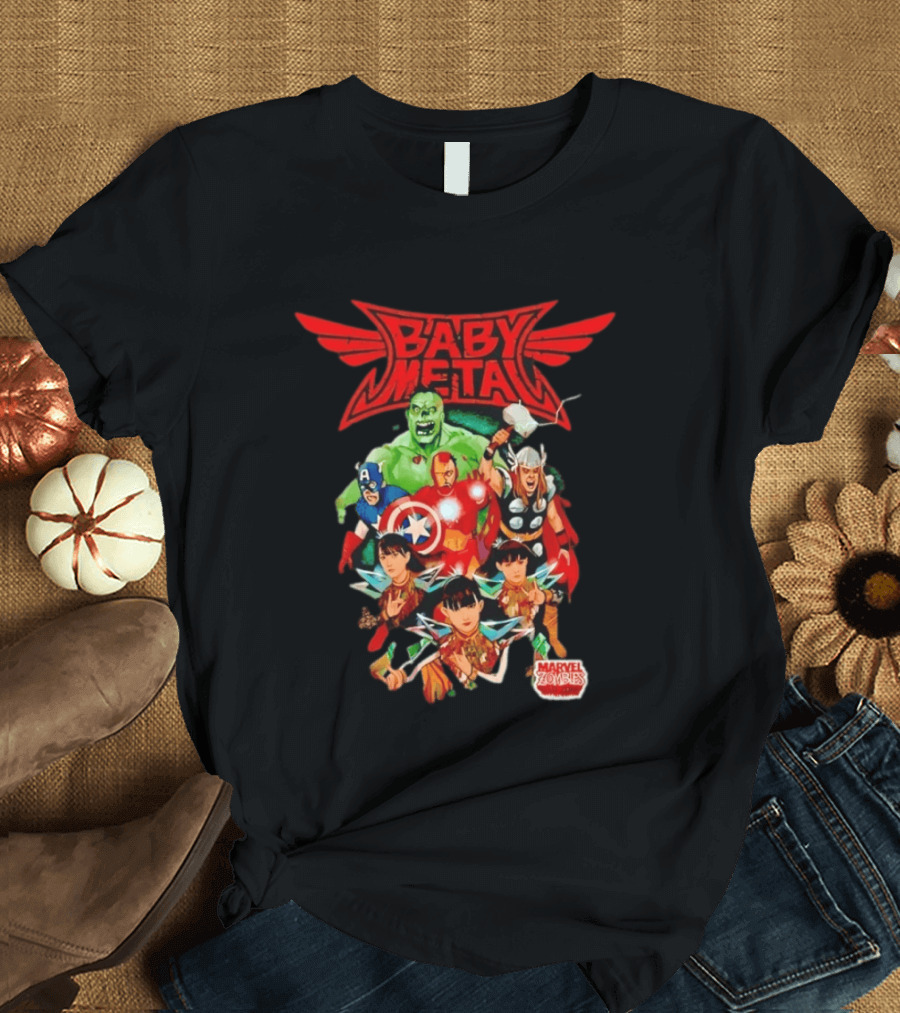 Babymetal X Marvel Zombies Avengers Collaboration May 2012 Heavy Metal T-Shirt