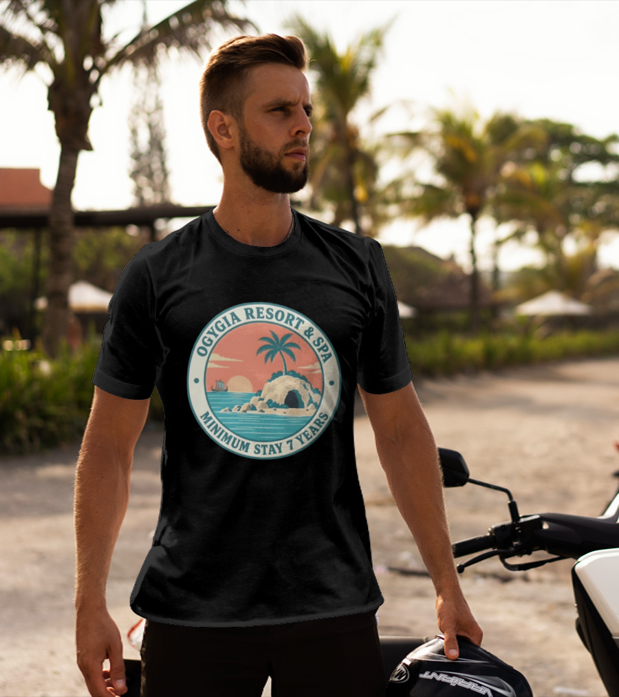 Ogygia Resort And Spa Minimum Stay 7 Years Calypso Odyssey Homer Greek Mythology T-Shirt