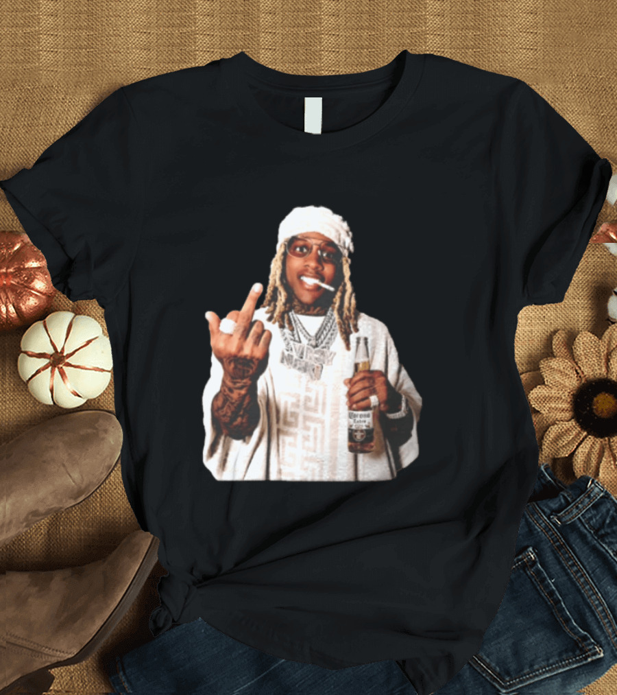 Lil Durk Only The Family Vroy Nick Corona Extra Beer Smoking Middle Finger T-Shirt