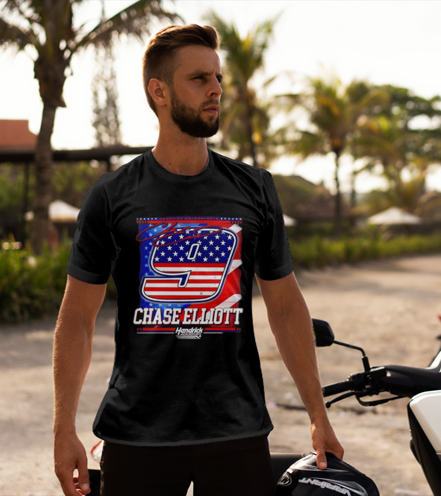 Chase Elliott 9 Hendrick Motorsports American Flag Racing T-Shirt