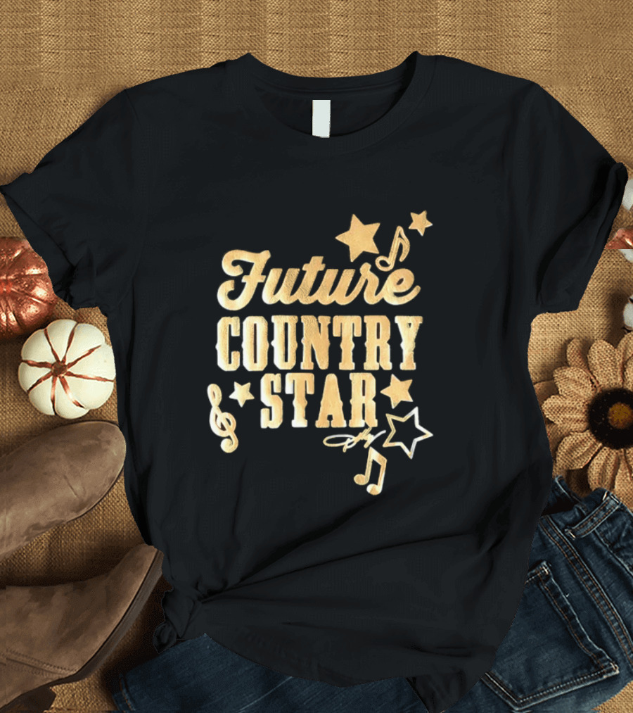 Future Country Star Musician Singer Golden Notes And Stars T-Shirt