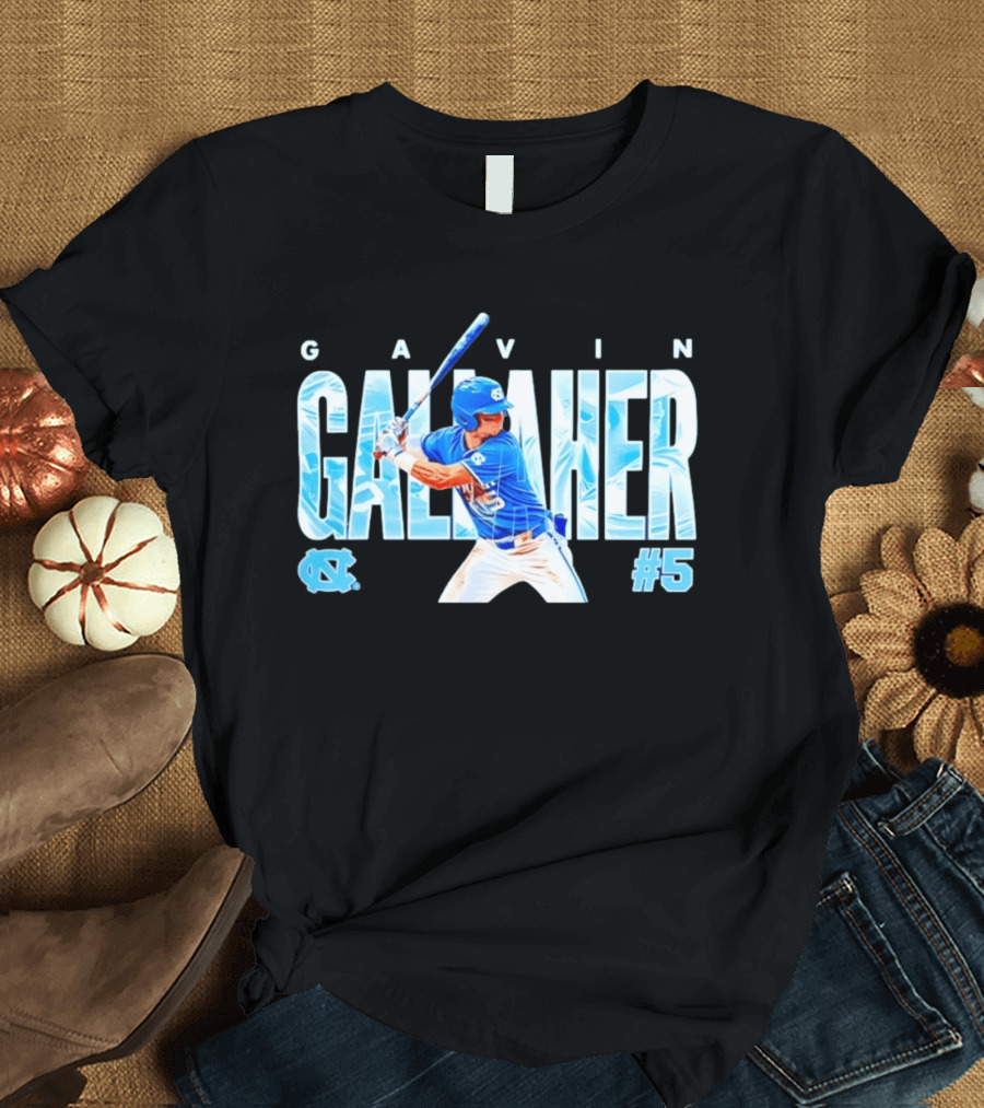 Gavin Gallaher #5 University Of North Carolina Tar Heels NCAA Baseball Player T-Shirt
