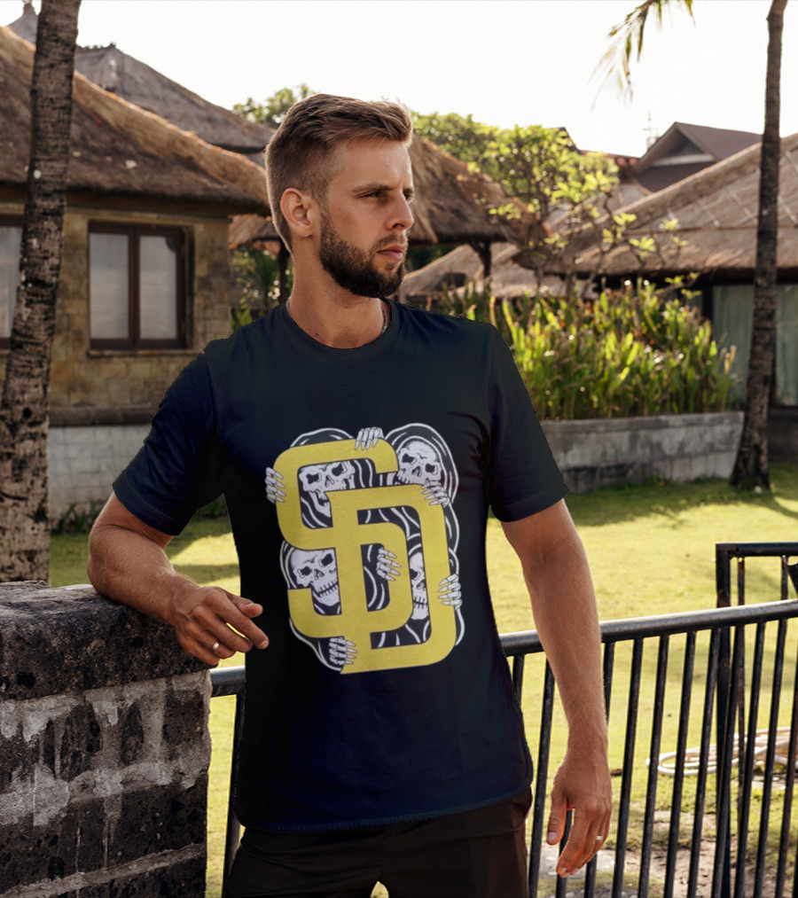 San Diego Padres SD Yellow Grim Reaper Skeletons T-Shirt