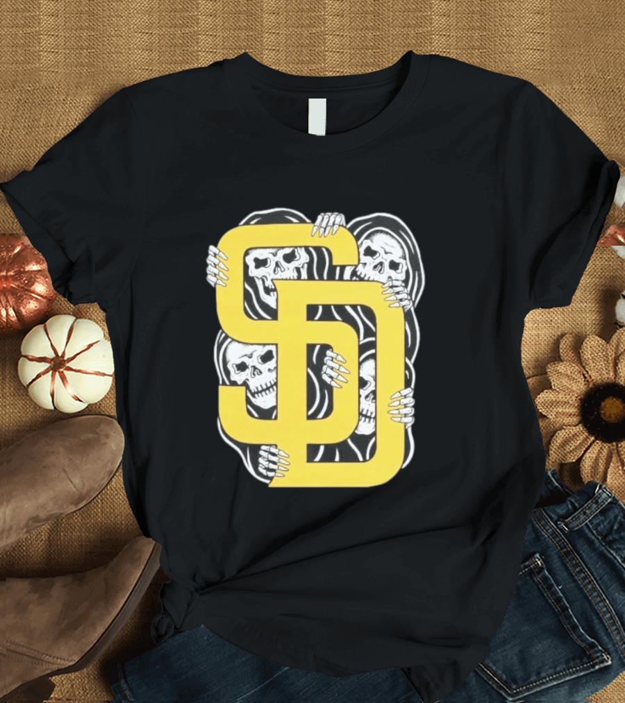 San Diego Padres SD Yellow Grim Reaper Skeletons T-Shirt