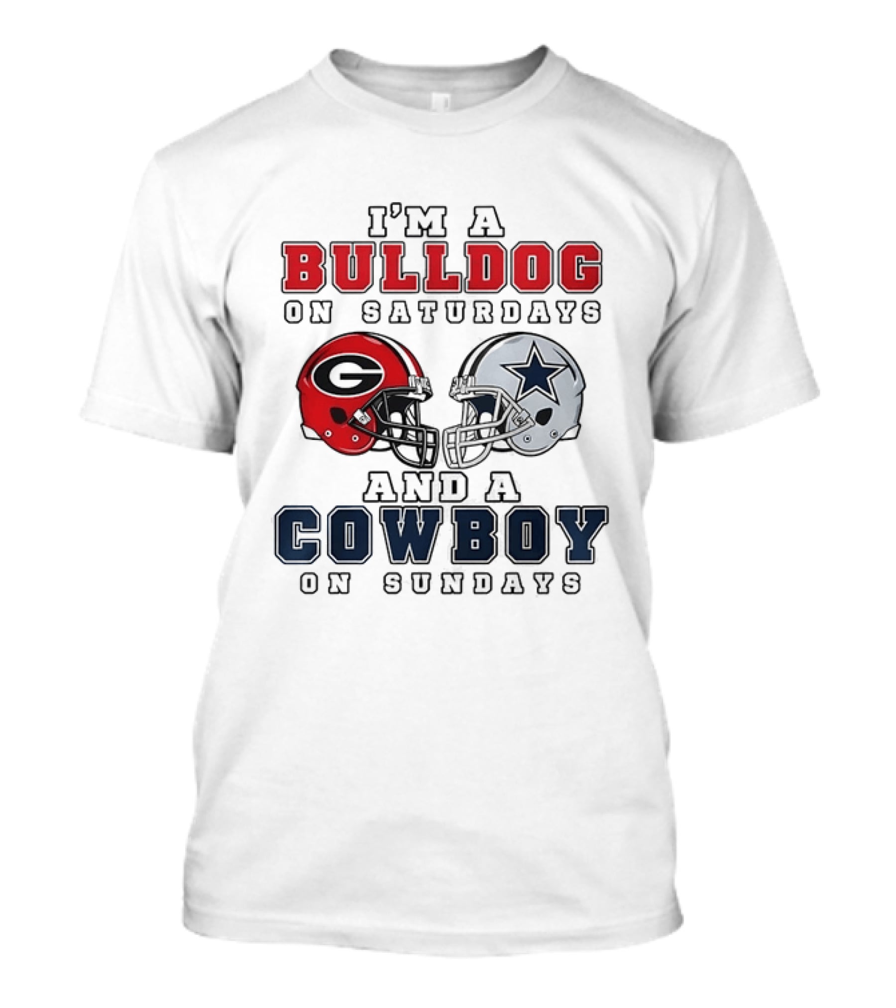 I'm A Bulldog On Saturdays And A Cowboy On Sundays Football Helmets T-Shirt