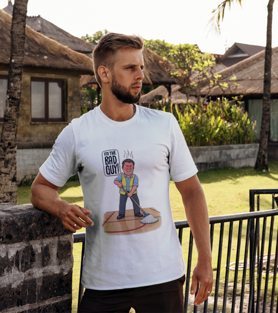 I'm The Bad Guy Janitor Cartoon Mopping Basketball Court T-Shirt