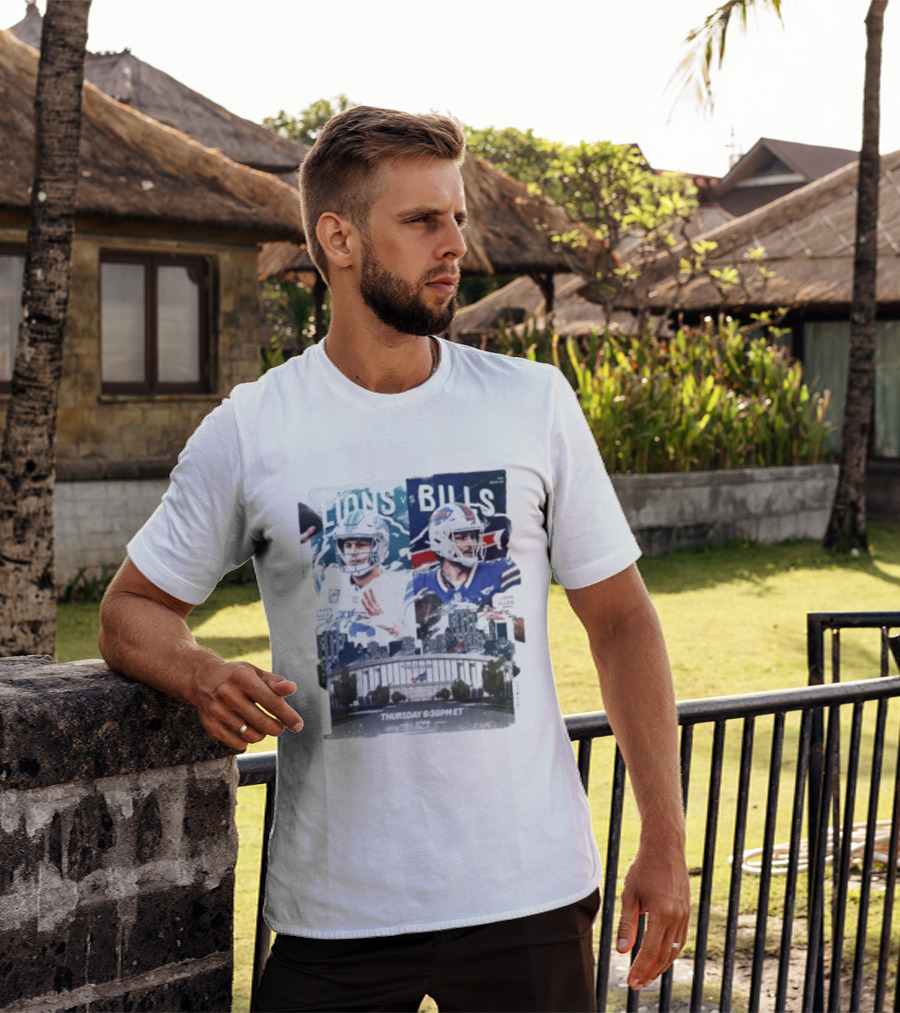 Jared Goff Detroit Lions Vs Josh Allen Buffalo Bills Thursday Night Football Week 02 6:30 PM ET T-Shirt