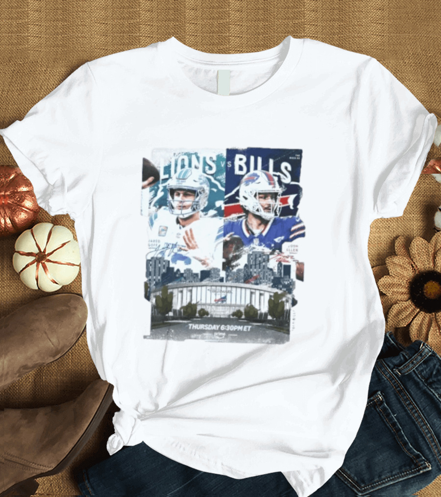 Jared Goff Detroit Lions Vs Josh Allen Buffalo Bills Thursday Night Football Week 02 6:30 PM ET T-Shirt