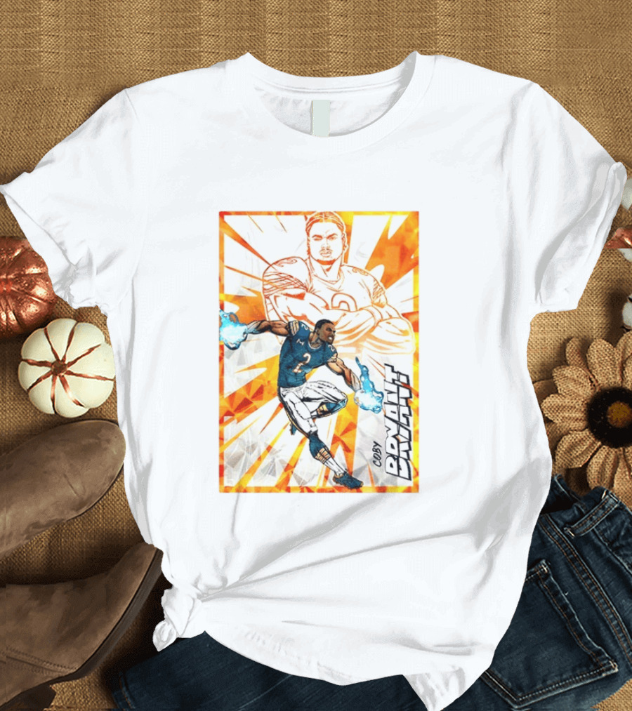 Coby Bryant Seattle Seahawks Football Card Dynamic Illustration With Chicago Bears T-Shirt