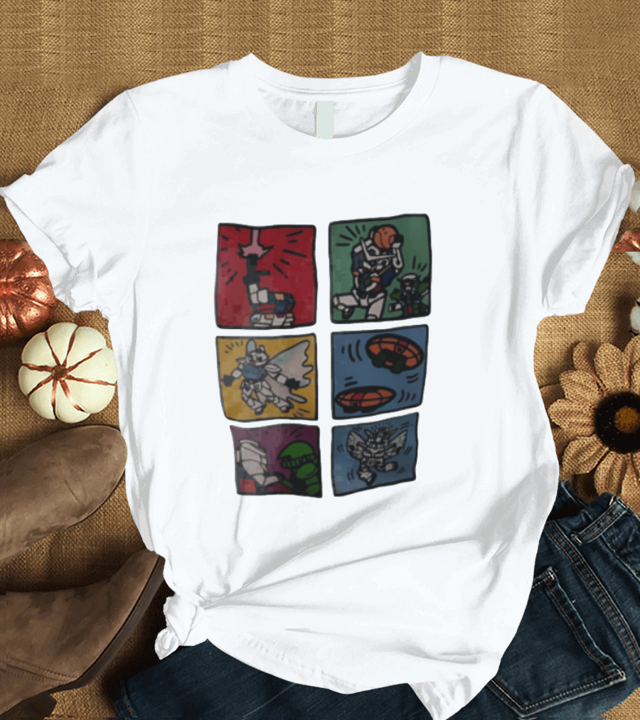 Keith Haring Japanese Mecha Robot Comic Panels Pop Cartoon T-Shirt