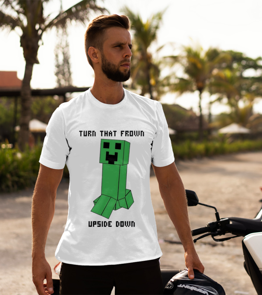 Creeper Turn That Frown Upside Down Gaming Block T-Shirt