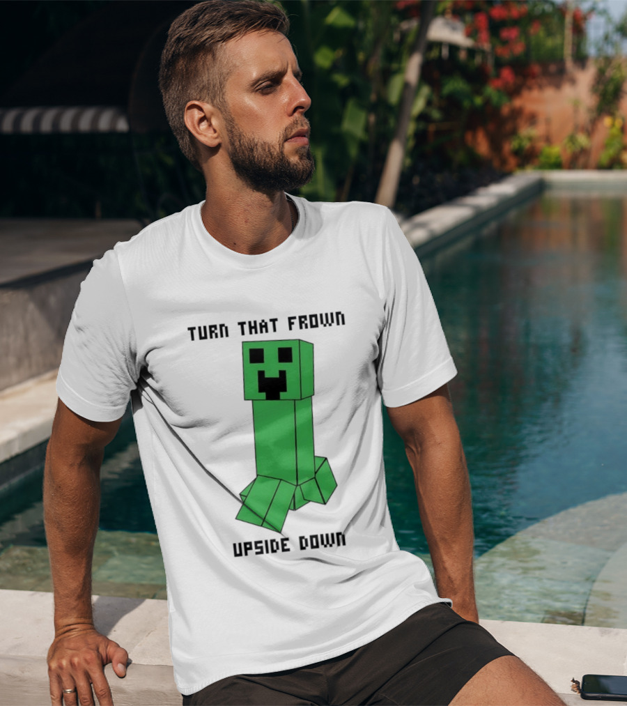 Creeper Turn That Frown Upside Down Gaming Block T-Shirt