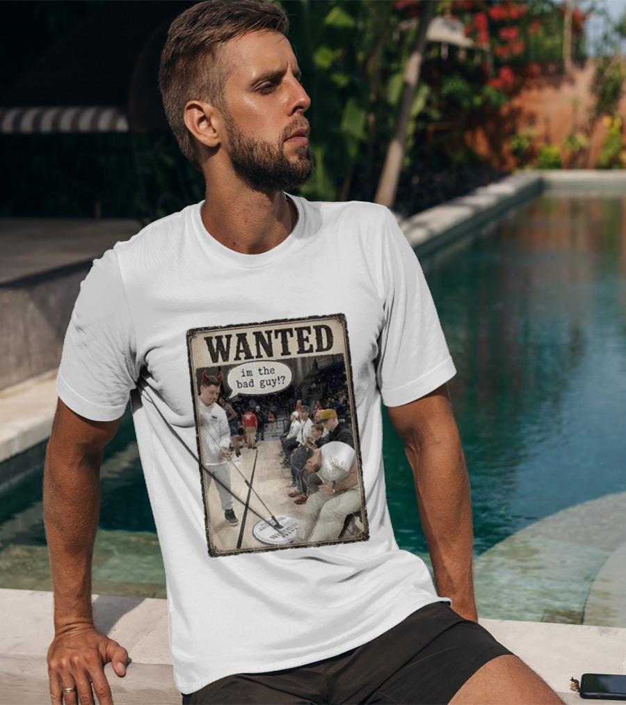 Wanted Im The Bad Guy!? Basketball Court Scene With Devil Horns T-Shirt