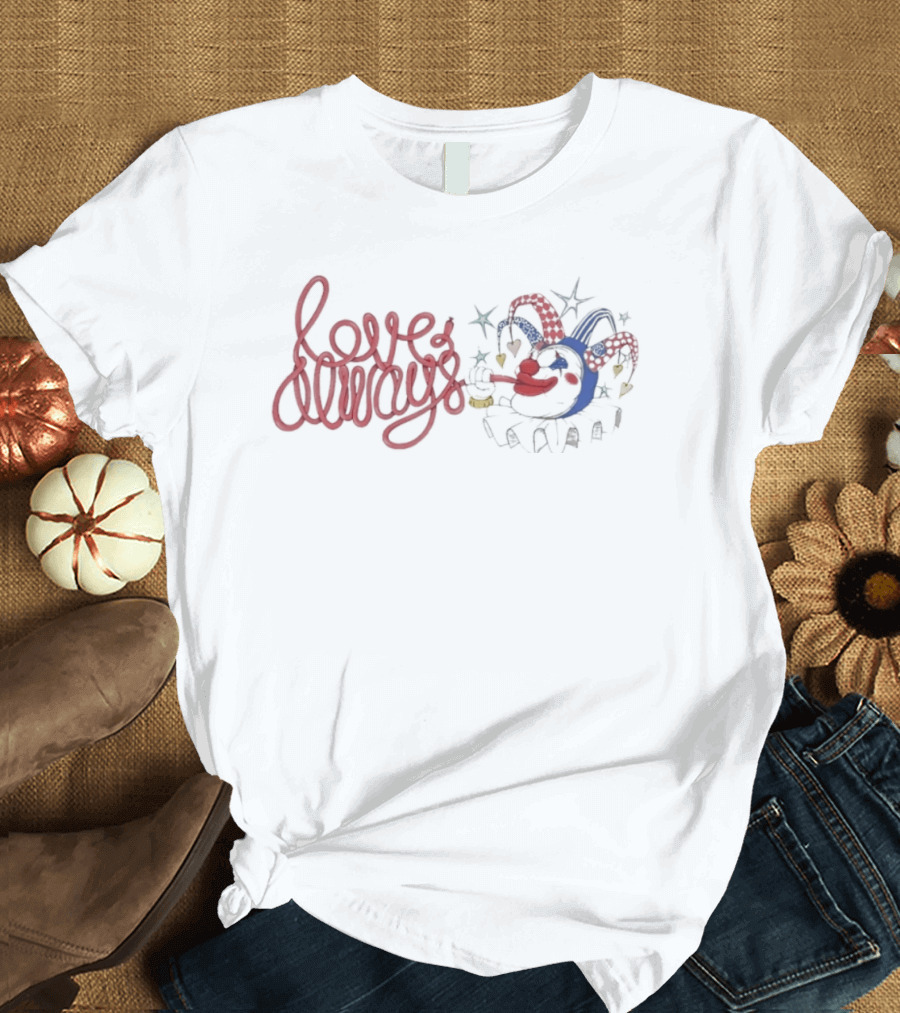 Love Always Jester Clown Circus Star Hearts T-Shirt