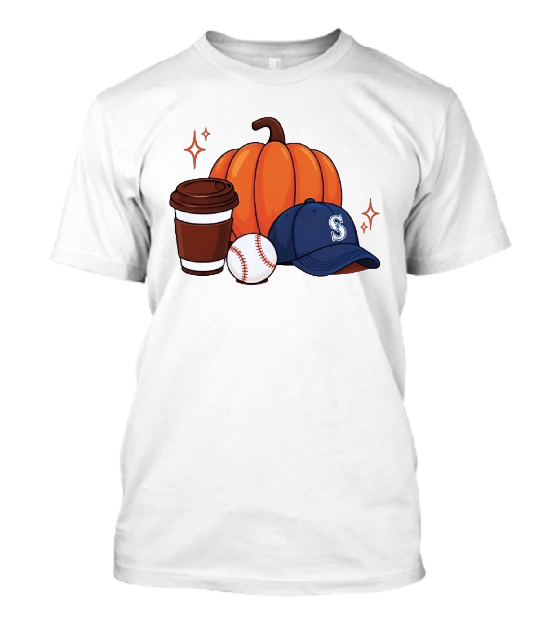 Seattle Mariners Pumpkin Baseball Coffee Season Autumn Vibes T-Shirt