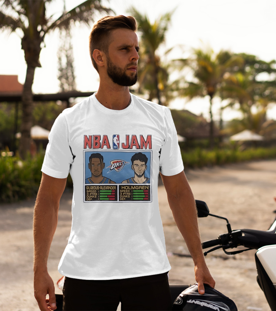 NBA Jam Shai Gilgeous Alexander Chet Holmgren OKC Thunder Stats T-Shirt