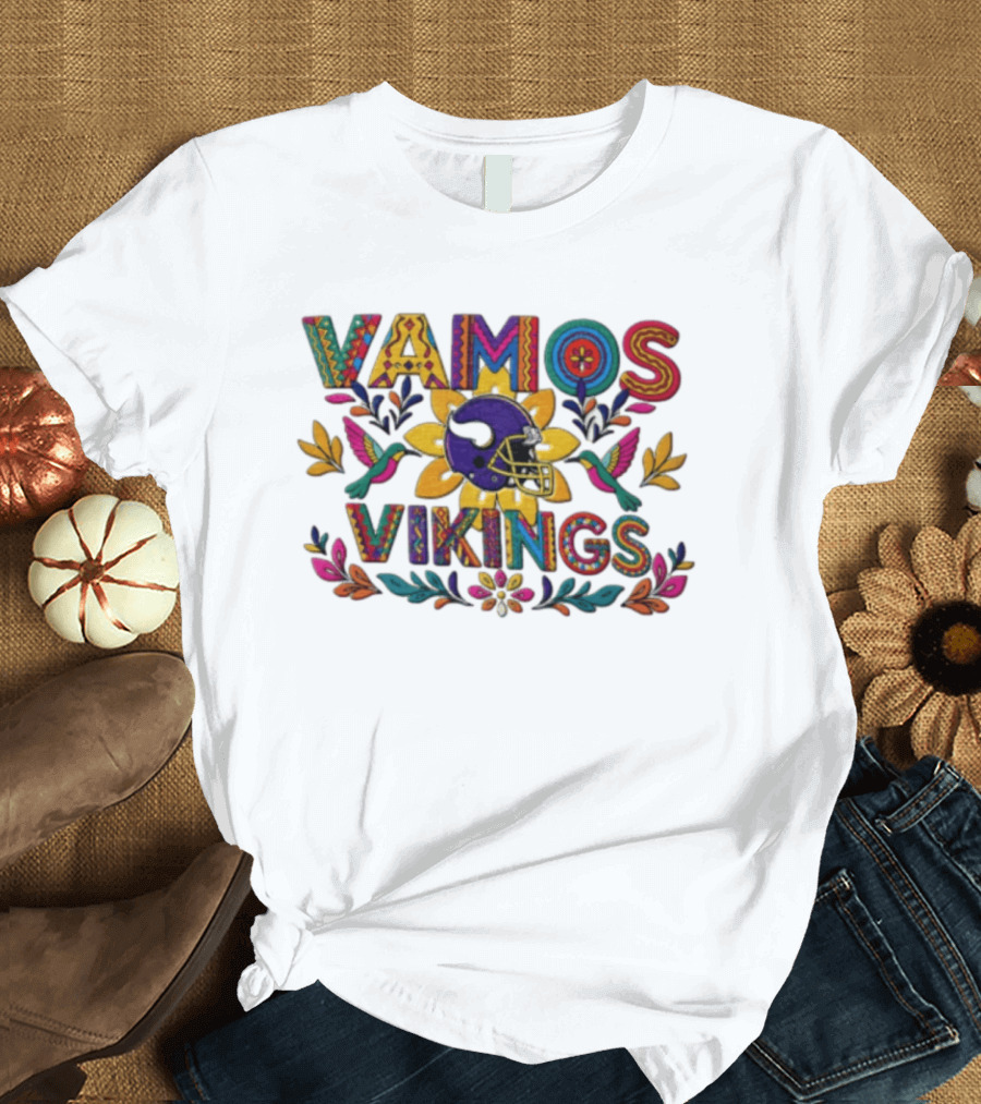 Minnesota Vikings Vamos Alebrije Football Helmet Floral T-Shirt