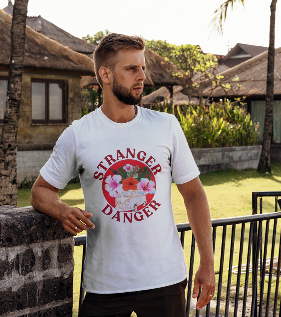 Stranger Danger Tropical Van Hibiscus Flowers Summer Vibes T-Shirt