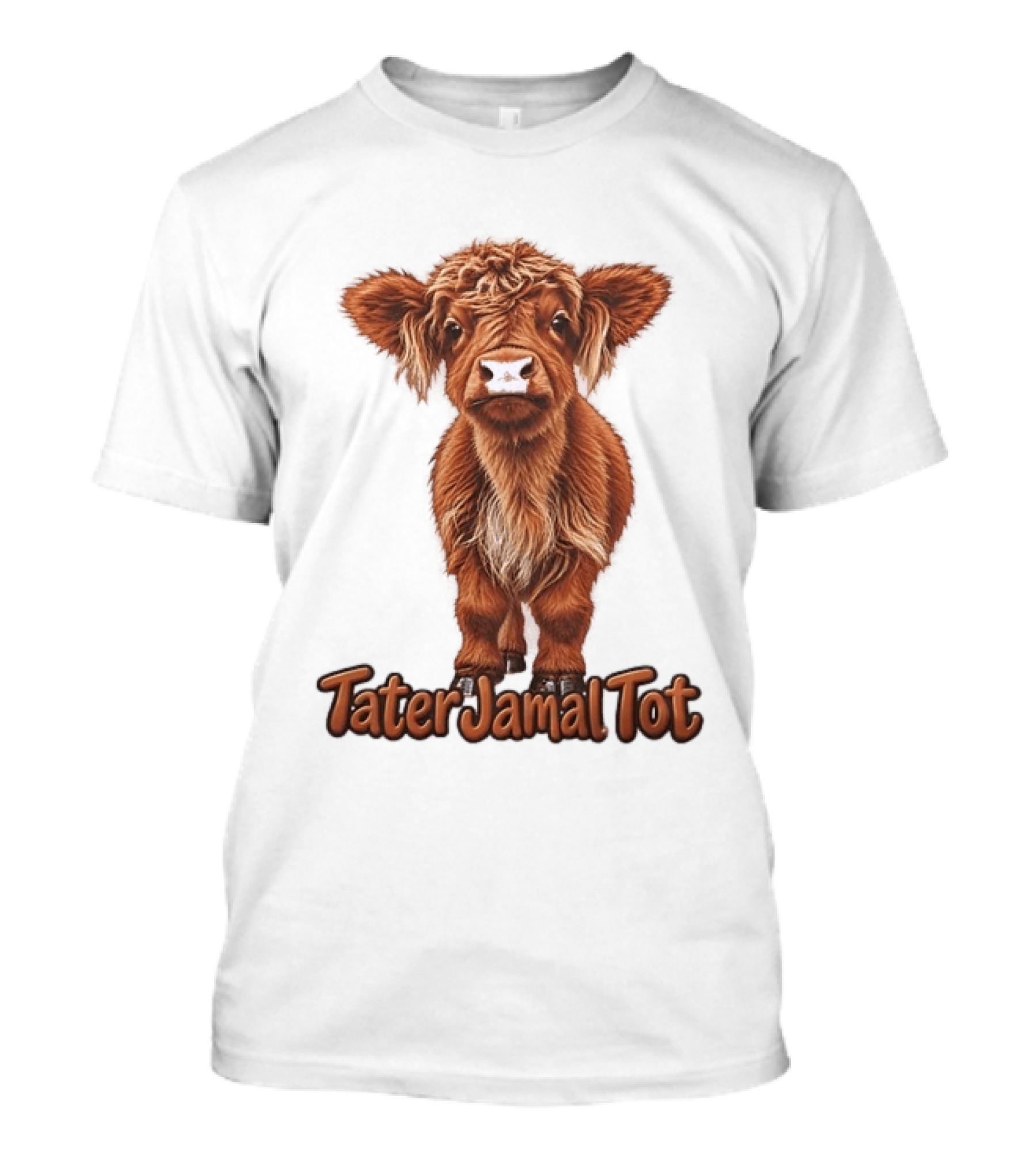TaterJamal Tot Highland Cow Farm Animal Cute Brown Calf T-Shirt