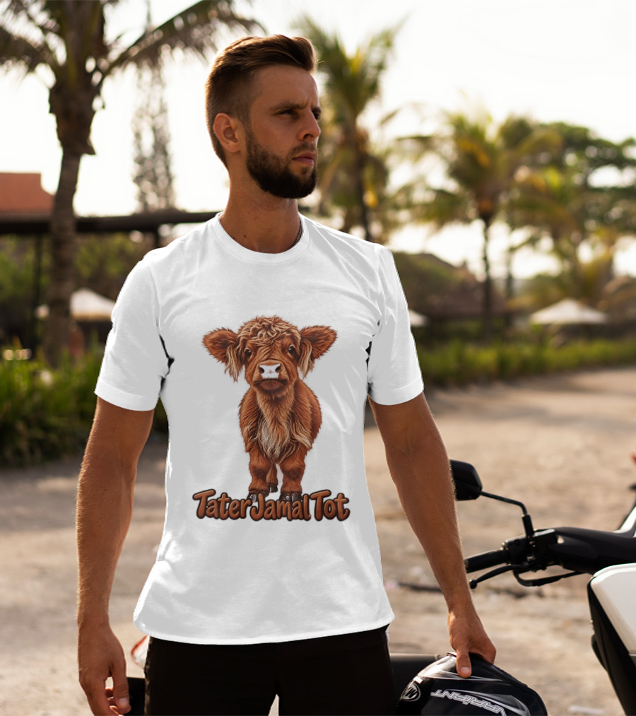 TaterJamal Tot Highland Cow Farm Animal Cute Brown Calf T-Shirt