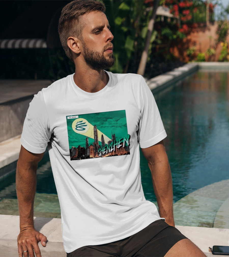 Shenzhen City Skyline With Illuminated Beacon And Clouds T-Shirt