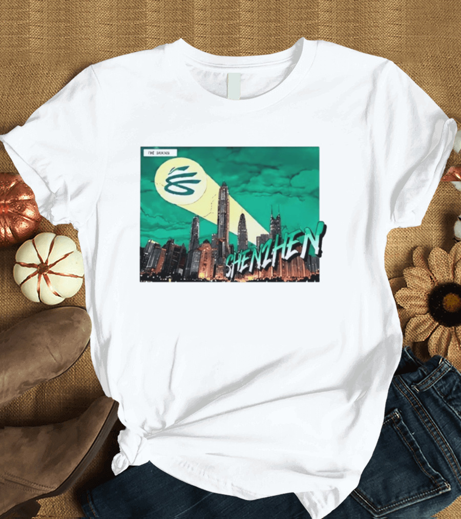 Shenzhen City Skyline With Illuminated Beacon And Clouds T-Shirt