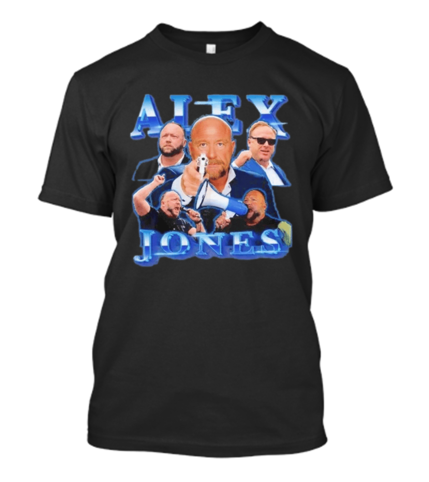 Alex Jones Collage InfoWars Media Personality Megaphone Images T-Shirt