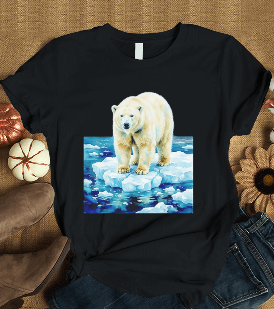 Majestic Polar Bear On Melting Iceberg Arctic Wildlife Scene T-Shirt