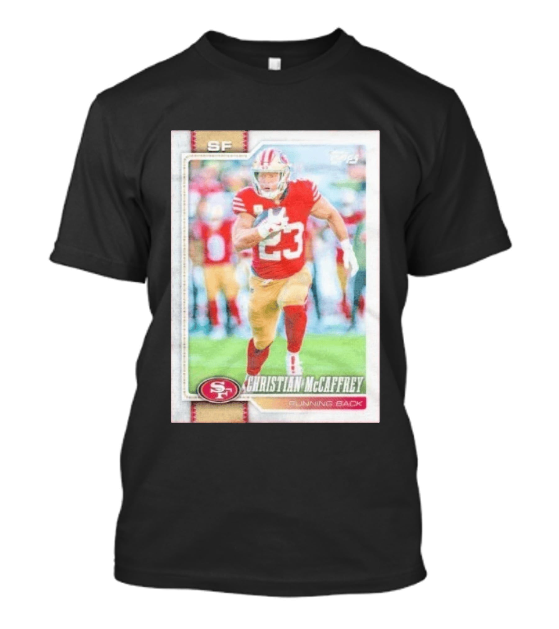 Christian McCaffrey SF 49ers Running Back No 23 NFL Player Card T-Shirt