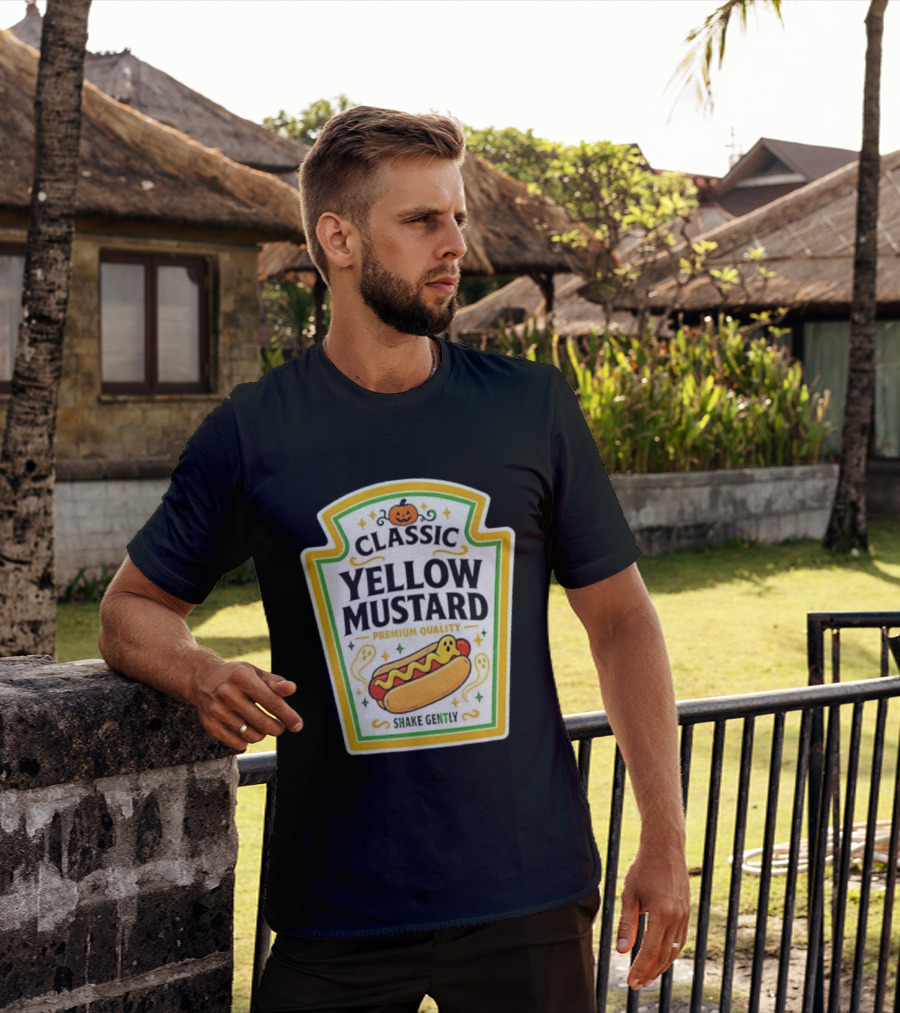Classic Yellow Mustard Premium Quality Halloween Hot Dog Shake Gently T-Shirt