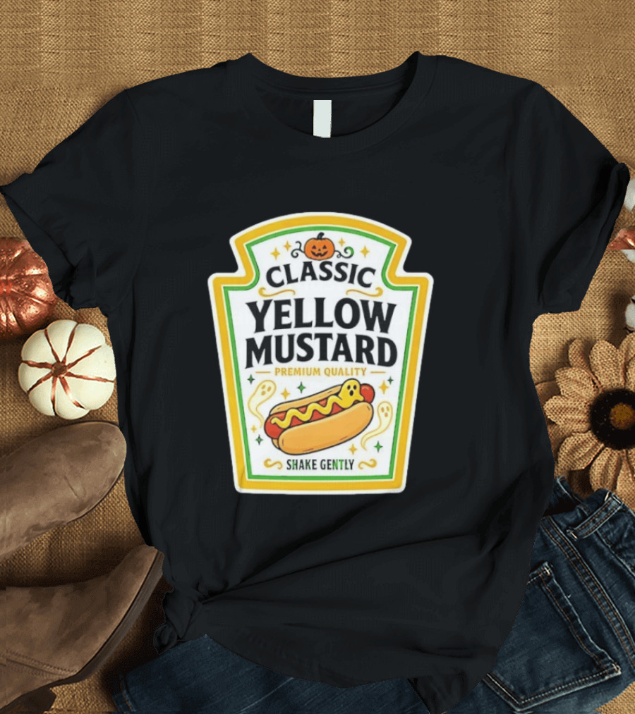 Classic Yellow Mustard Premium Quality Halloween Hot Dog Shake Gently T-Shirt