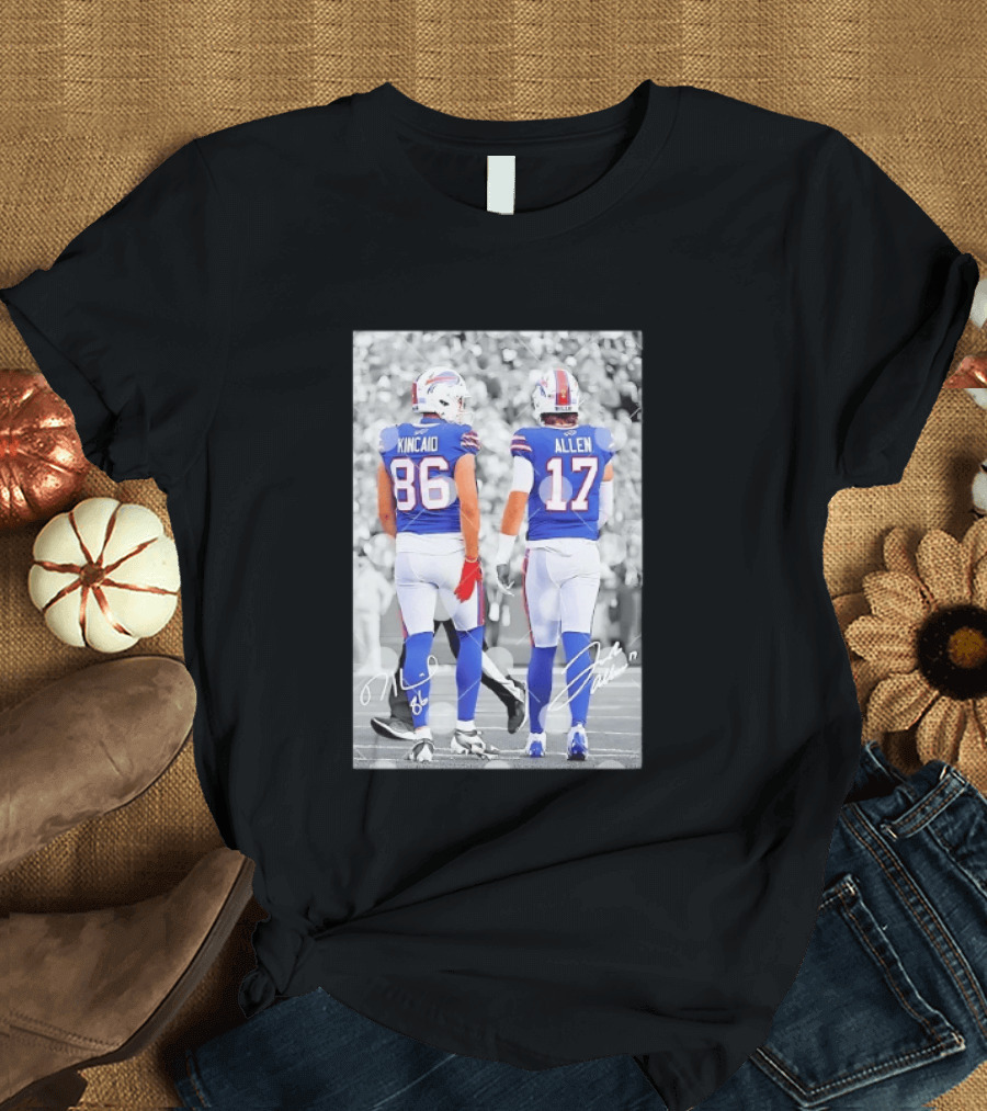 Buffalo Bills Dalton Kincaid 86 And Josh Allen 17 NFL Football Team Players T-Shirt