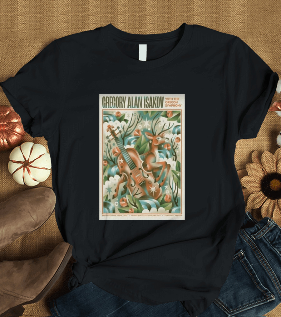 Gregory Alan Isakov With The Oregon Symphony Portland September 17 18 2026 Concert Deer And Violin T-Shirt