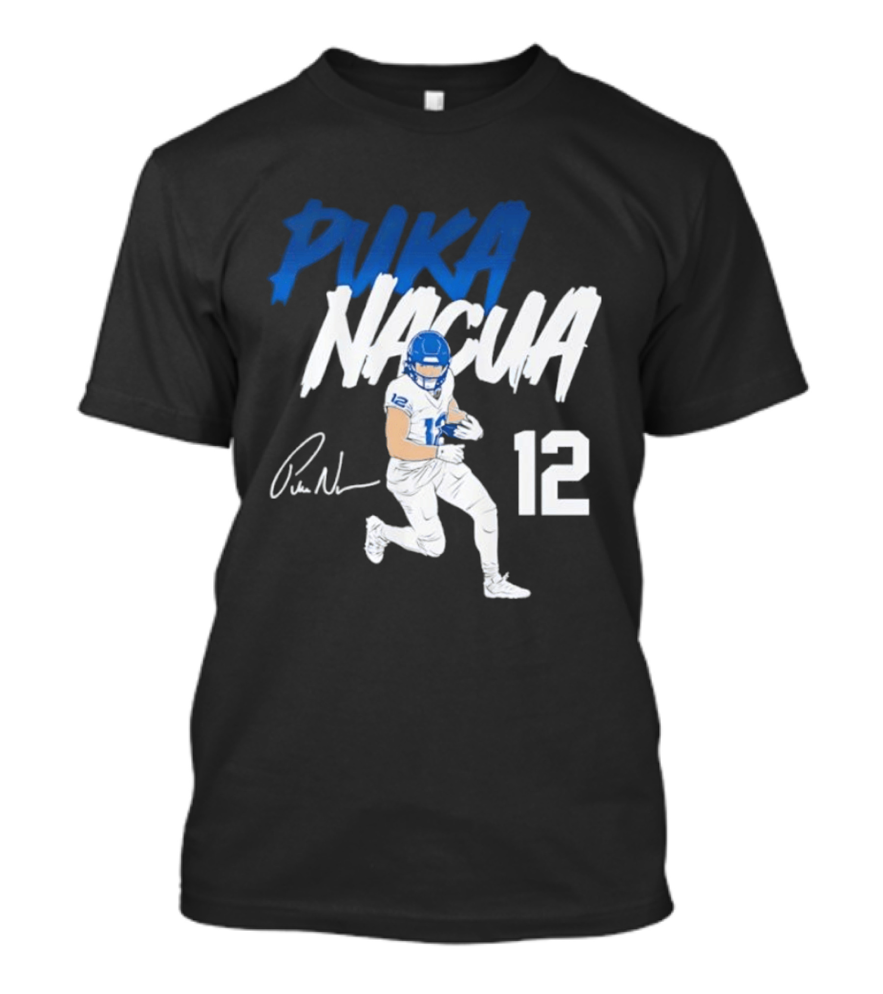 Puka Nacua Los Angeles Rams Football Player 12 Signature And Action Pose T-Shirt