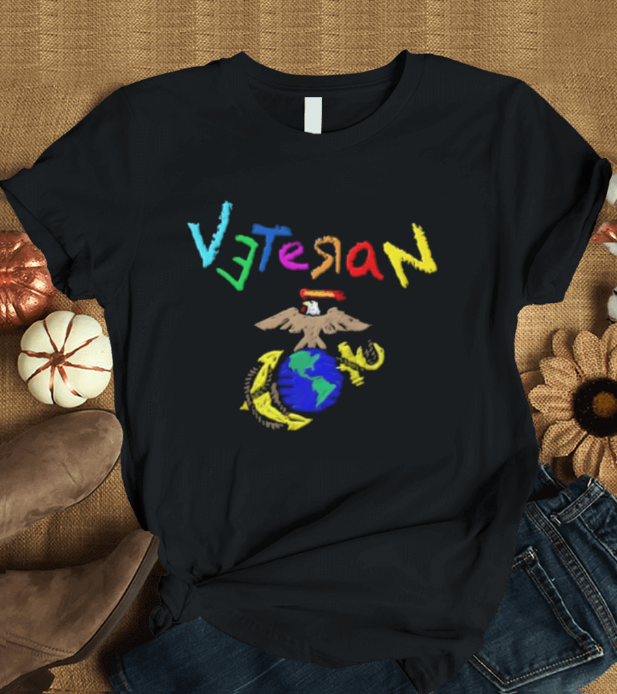 Veteran Eagle Globe And Anchor Colorful Military T-Shirt