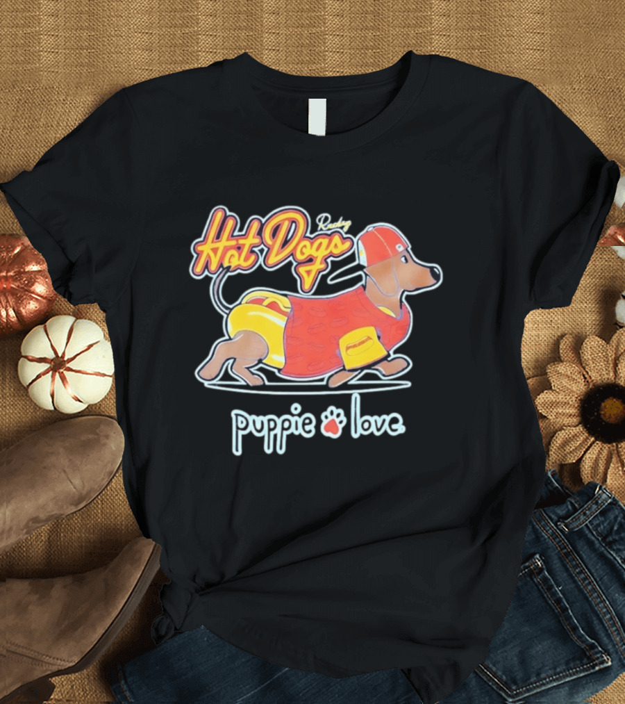 Rockin Hot Dogs Puppie Love Dachshund Dog Lover T-Shirt
