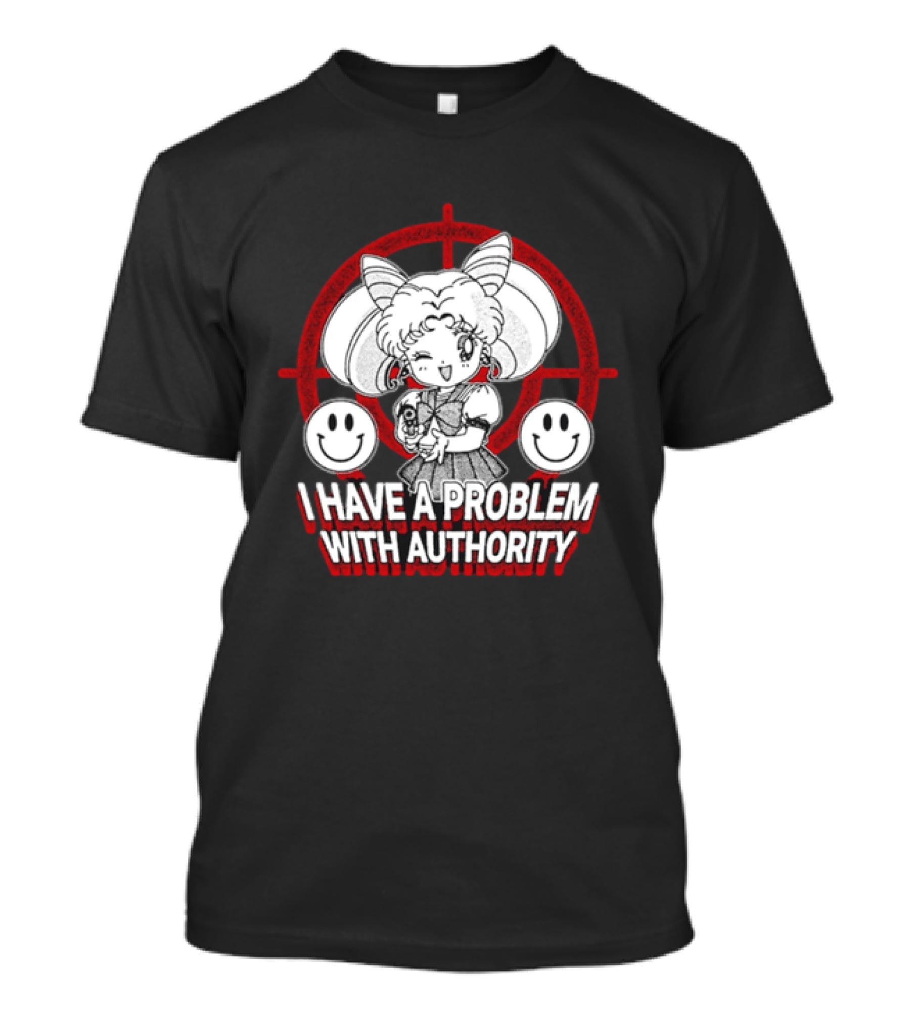 Sailor Moon I Have A Problem With Authority Anime Character Target Smiley Faces T-Shirt